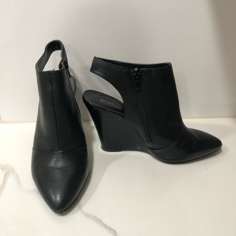 BCBG black leather bootie
